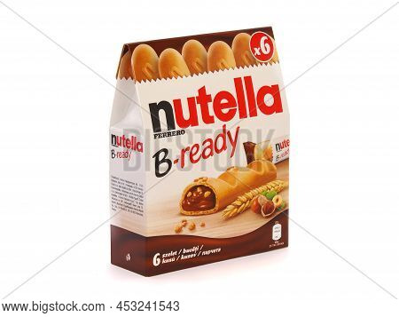Bucharest, Romania - December 14, 2018. Pack Of Six Nutella B-ready, Crisp Wafer Bars Filled With Cr