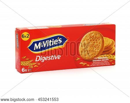 Bucharest, Romania - January 12, 2019. Mcvitie's Digestive, The Original Wheatmeal Biscuits Isolated