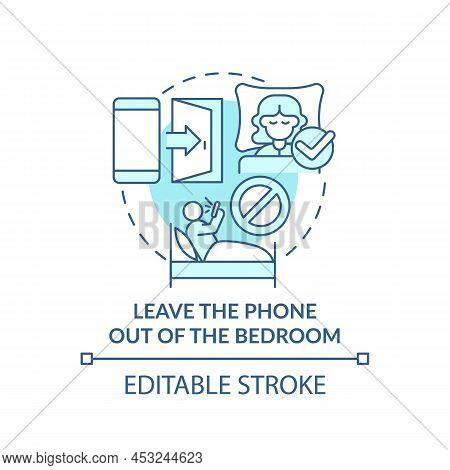 Leave Phone Out Of Bedroom Turquoise Concept Icon. Break Social Media Addiction Abstract Idea Thin L