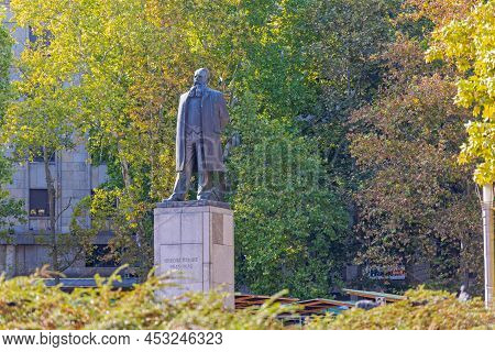 Belgrade, Serbia - September 06, 2021: Bronze Statue Of Former Prime Minister Nikola Pasic Serbian Y