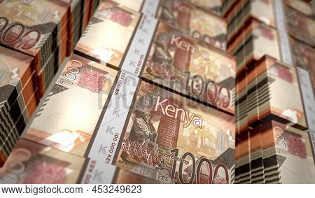 Kenya Shilling Money Banknotes Pack 3D Illustration
