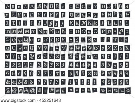 Anonymous Newspaper Letters And Numbers Set. Vector