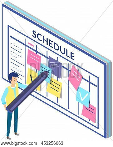 Task Planning, Businessman Look At Calendar, Time Management, Scheduling, Month Planning Concept. Ma