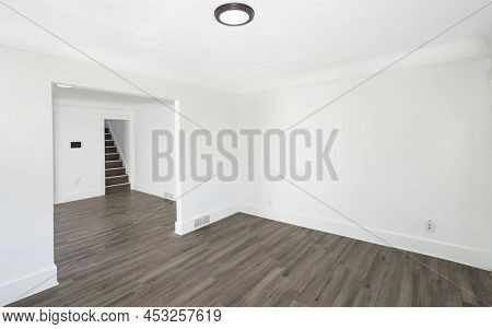 New Vinyl Flooring Has Been Installed To Simulate A Hardwood Floor