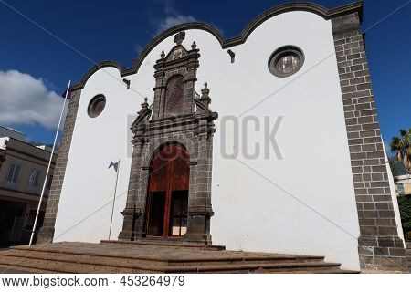 Guimar, Tenerife, Canary Islands, Spain, March 8, 2022: Front Facade Of The Church Of Sant Peter In 