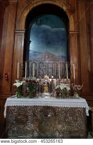Guimar, Tenerife, Canary Islands, Spain, March 8, 2022: Side Altar With The Image Of The Teide Volca
