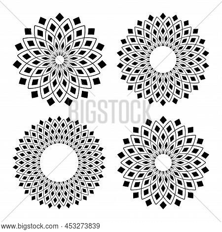 Abstract Geometric Circle Patterns. Decorative Design Elements. Vector Art.