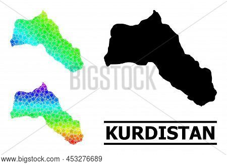 Spectral Gradient Star Mosaic Map Of Kurdistan. Vector Colorful Map Of Kurdistan With Spectrum Gradi