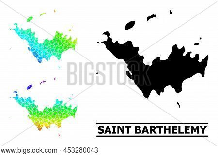 Rainbow Gradient Star Mosaic Map Of Saint Barthelemy. Vector Vibrant Map Of Saint Barthelemy With Ra