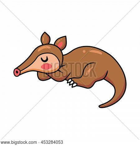 Vector Illustration Of Cute Little Aardvark Cartoon Sleeping