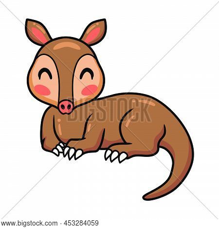 Vector Illustration Of Cute Little Aardvark Cartoon Lying Down