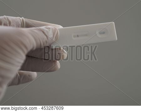 Asian Woman Hold Atk Antigen Test Kit Covid-19 Virus Test