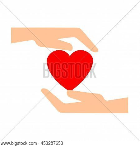 Heart On Hand. Health Care Concept. Love Symbol. Peace Concept. Vector Illustration. Stock Image.