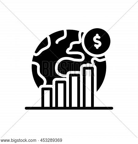 Black Solid Icon For Economic Commercial Monetary Grow Statistic Pecuniary Financial Stock