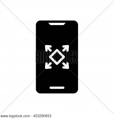 Black Solid Icon For Maximize Phone Expand Fullscreen Size Bigger Enlarge Re-size