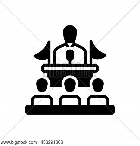 Black Solid Icon For Senators Senate-member Lawmaker Legislator Politician Podium Conference