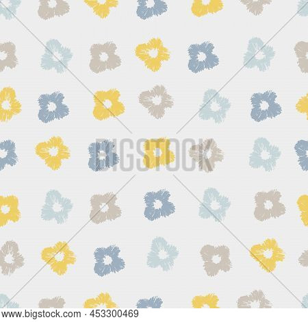 Seamless Pattern With Hand Drawn Viola Flowerheads For Surface Design And Other Design Projects
