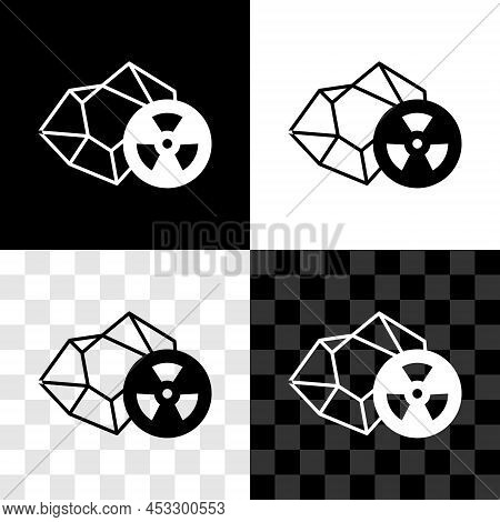 Set Radioactive Icon Isolated On Black And White, Transparent Background. Radioactive Toxic Symbol. 