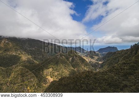 Breathtaking Iew From Balcoes De Ribeiro Frio Viewpoint On Part Of Forest Under Fog, Levada Dos Balc
