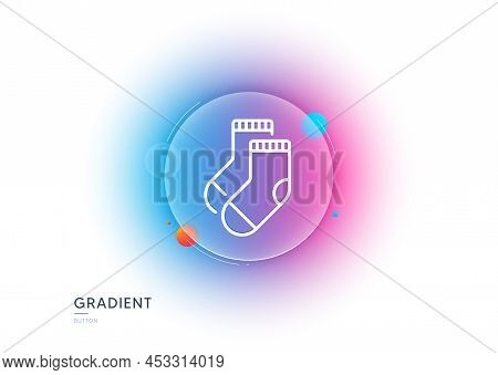 Socks Line Icon. Gradient Blur Button With Glassmorphism. Underwear Clothing Sign. Feet Accessory Sy