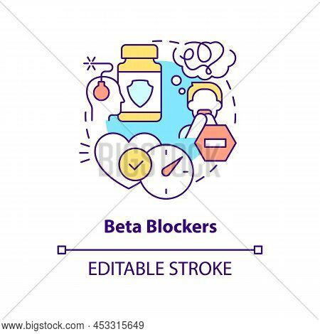 Beta Blockers Concept Icon. Reduce Physical Symptoms. Phobia Treatment Abstract Idea Thin Line Illus