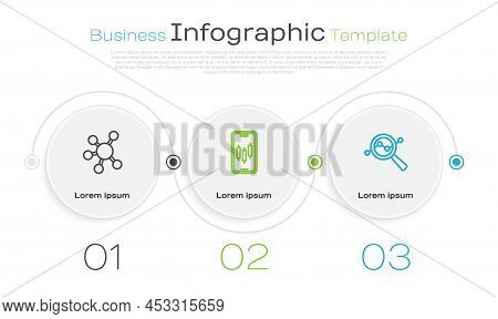 Set Line Project Team Base, Mobile Stock Trading And Search Data Analysis. Business Infographic Temp