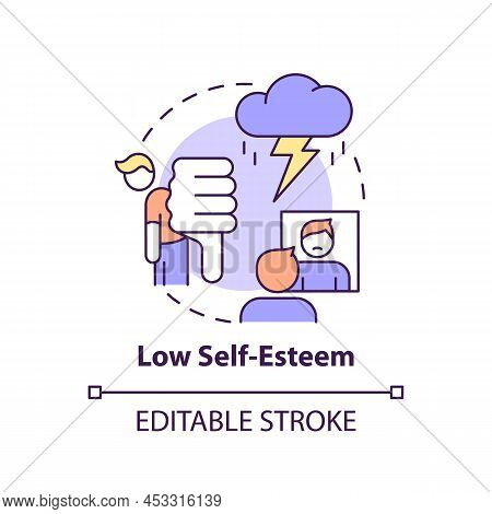 Low Self Esteem Concept Icon. Compare With Others. Downside Of Social Media Abstract Idea Thin Line 