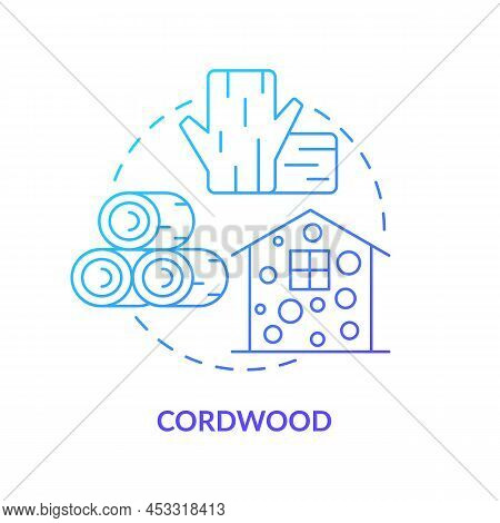 Cordwood Blue Gradient Concept Icon. Sustainable Building Material Abstract Idea Thin Line Illustrat