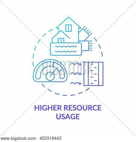 Higher Resource Usage Blue Gradient Concept Icon. Zero-energy Building Disadvantage Abstract Idea Th