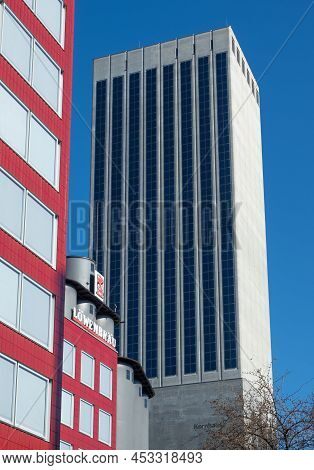 Zurich, Switzerland - March 5th 2022: Business And Industrial Buildings In The Downtown