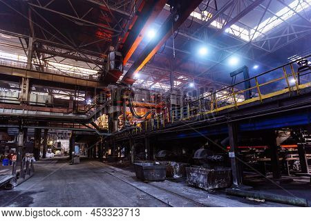 Iron Casting At The Foundry At Metallurgical Factory.