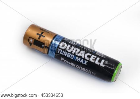 April 22, 2022, Ukraine, The City Of Kyiv, Duracell Battery On A White Background