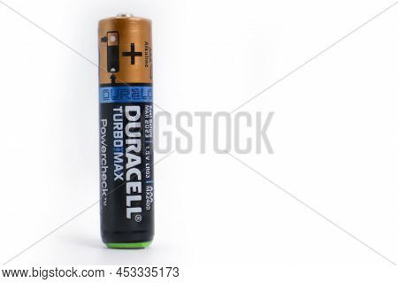 April 22, 2022, Ukraine, The City Of Kyiv, Duracell Battery On A White Background
