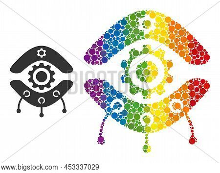 Nanobot Mosaic Icon Of Round Items In Variable Sizes And Spectrum Colored Color Tints. A Dotted Lgbt