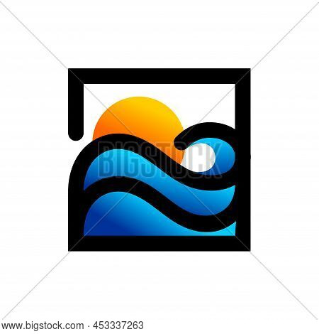 Sea Logo With Single Line Concept, Sea Logo