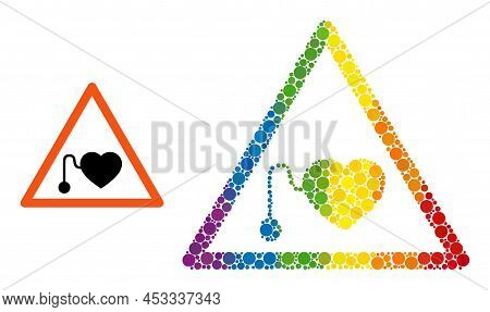 Pacemaker Warning Collage Icon Of Circle Elements In Variable Sizes And Spectrum Colored Color Tints