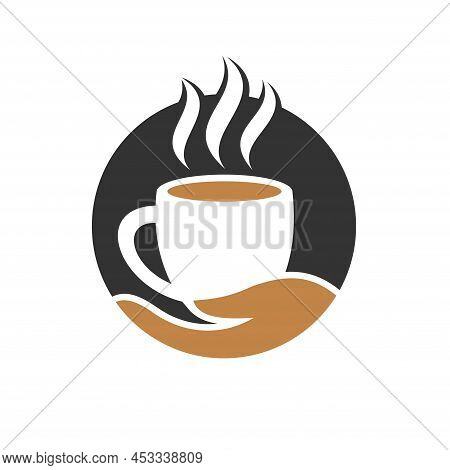 Coffee Shop Logo With Hand Concept, Coffee Shop Logo