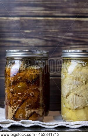 Processing And Jarring Of Homemade Beef Stew And Chicken For Food Preservation