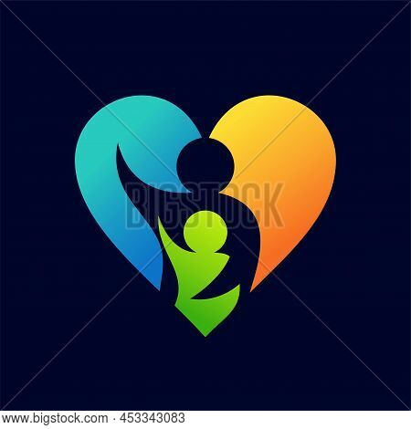 Child Care Logo With Love Concept, Child Care Logo