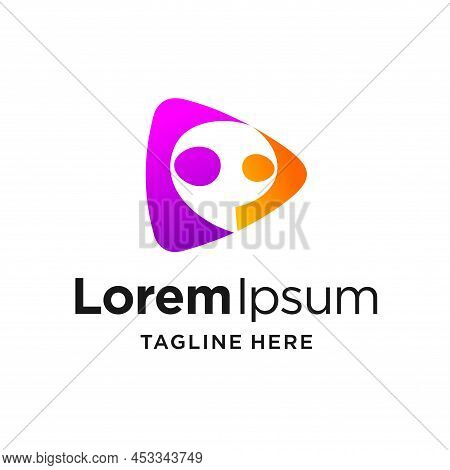 Couple Logo With Play Button Concept, Couple Logo