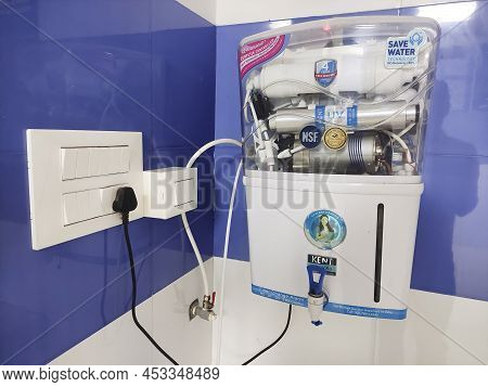 Adoor, Kerala-april -01-2022: Wall Mounted Water Purifier Machine (a Product By 'kent Ro'  Company )