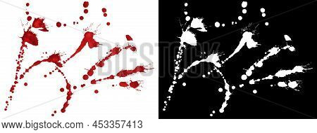 Blood Drops And Splatters Isolated On White Background With Clipping Mask (alpha Channel) For Quick 