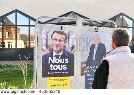 Paris, France - April 20, 2022 : The Banners With Candidates For President Elections 2022