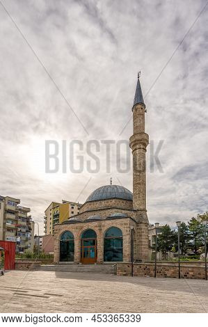 Beautiful Muslim Mosque In Albania City, Korce.