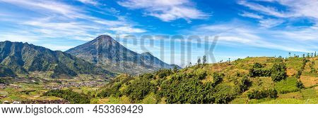 Panorama Of  Sindoro Mountain, Central Java, Indonesia