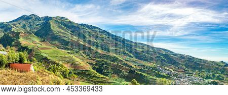 Panorama Of  Sindoro Mountain, Central Java, Indonesia