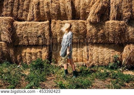 Agritourism And Farm Tours, Farm Cottagecore Weekend Trip. Farm Trips For Peaceful Weekend. A Woman 