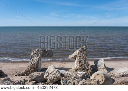 Ruins Of Bunkers On The Beach Of The Baltic Sea, Part Of An Old Fort In The Former Soviet Base Karos