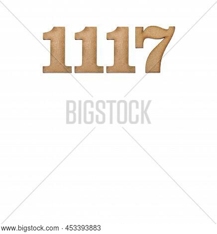 Number 1117 In Wood, Isolated On White Background