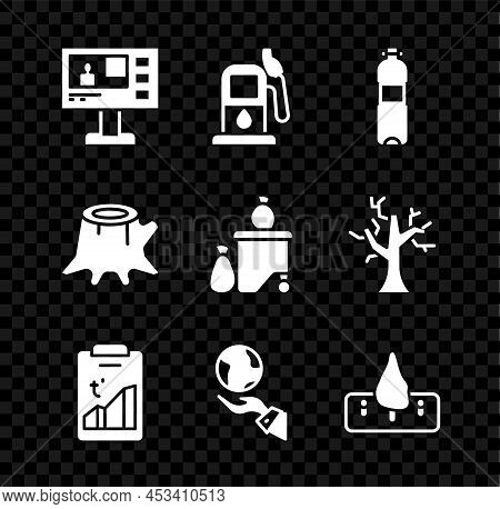 Set Television Report, Petrol Gas Station, Bottle Of Water, Global Warming, Hands Holding Earth Glob